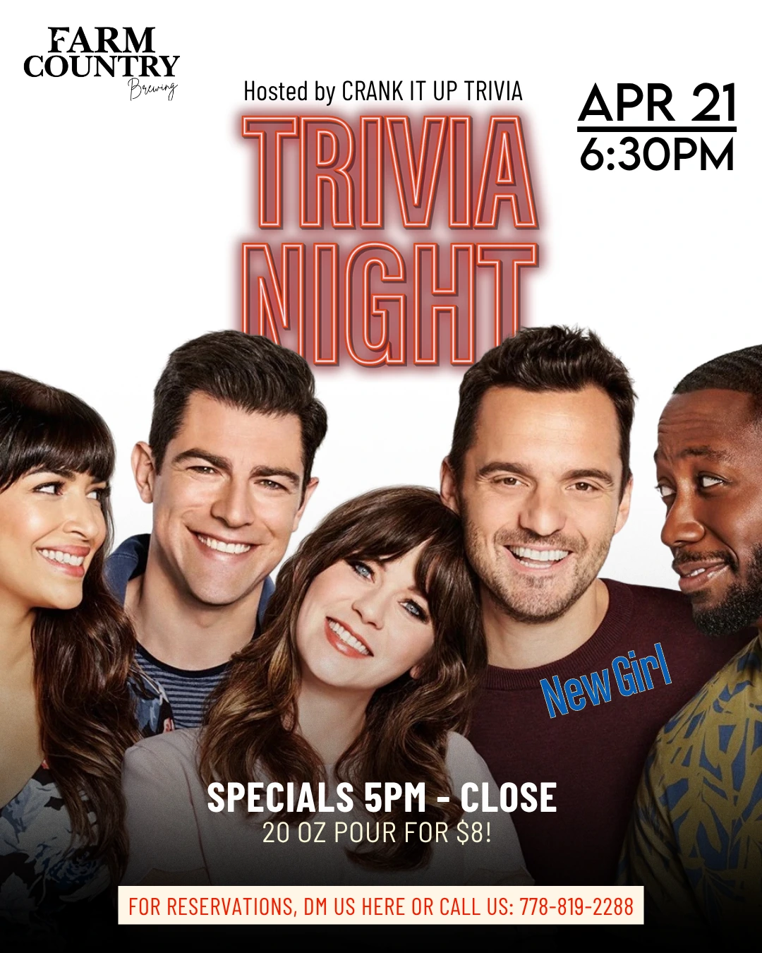 New girl trivia night at Farm Country Brewing